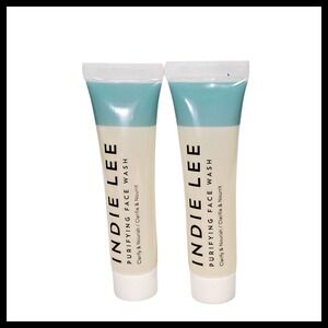 2 x Indie Lee PURIFYING Face Wash Clarify Calm 0.5 fl.oz. 15 ml. new Travel Sz